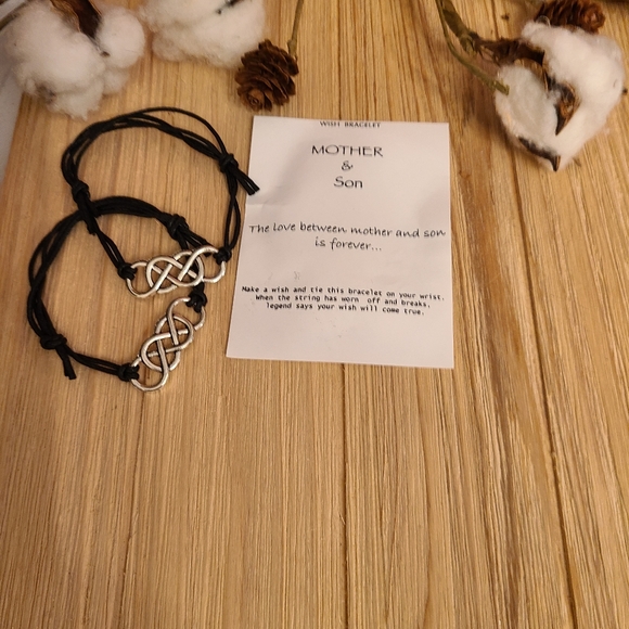 🖤🖤BACK IN STOCK🖤🖤Very Nice Mother and Son Double Infinity Bracelets in BLACK - Picture 8 of 12